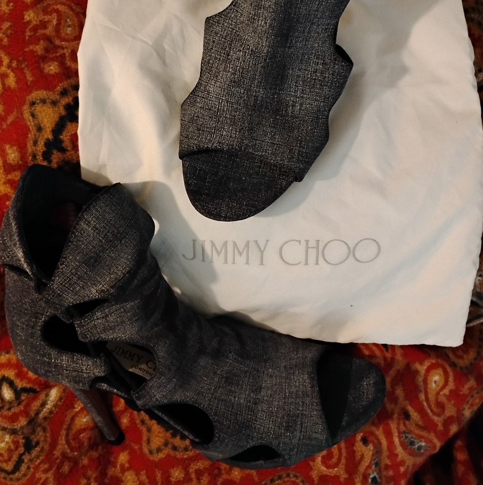 Jimmy Choo Lucky 85mm Denim Sandal Size US 8. With Dust Bag